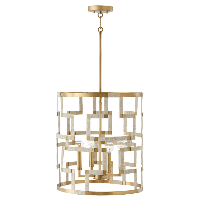Capital Lighting 541041NL Hala Four Light Foyer Pendant, Bleached Natural Jute and Patinaed Brass Alternate Image.jpg