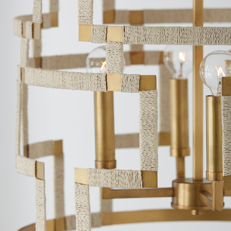 Capital Lighting 541041NL Hala Four Light Foyer Pendant, Bleached Natural Jute and Patinaed Brass Alternate Image 3.jpg