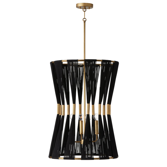 Capital Lighting 541141KP Bianca Four Light Foyer Pendant, Black Rope and Patinaed Brass Alternate Image.jpg