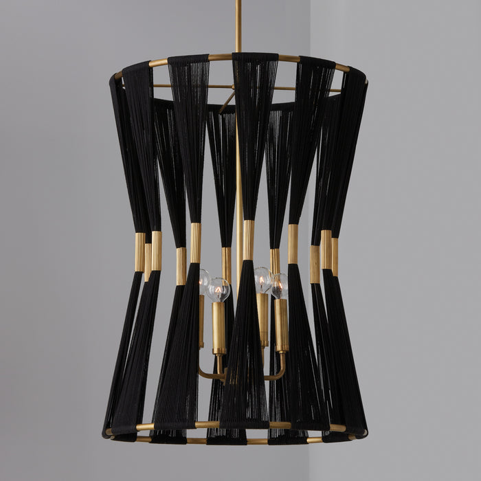 Capital Lighting 541141KP Bianca Four Light Foyer Pendant, Black Rope and Patinaed Brass Alternate Image 2.jpg