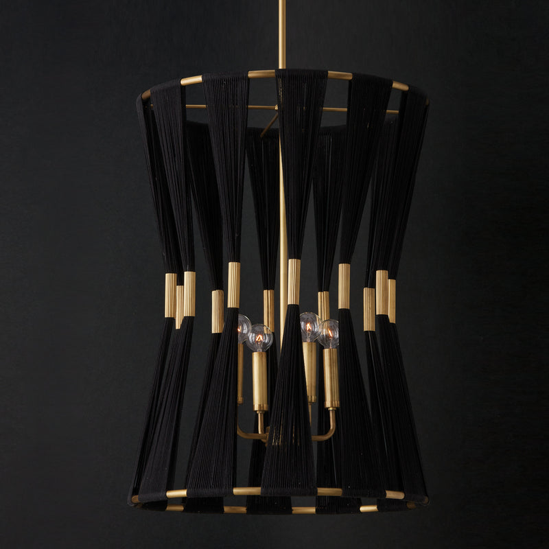 Capital Lighting 541141KP Bianca Four Light Foyer Pendant, Black Rope and Patinaed Brass Alternate Image 3.jpg