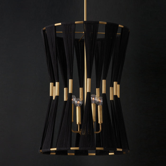 Capital Lighting 541141KP Bianca Four Light Foyer Pendant, Black Rope and Patinaed Brass Alternate Image 3.jpg