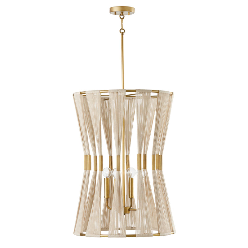 Capital Lighting 541141NP Bianca Four Light Foyer Pendant, Bleached Natural Rope and Patinaed Brass Alternate Image.jpg