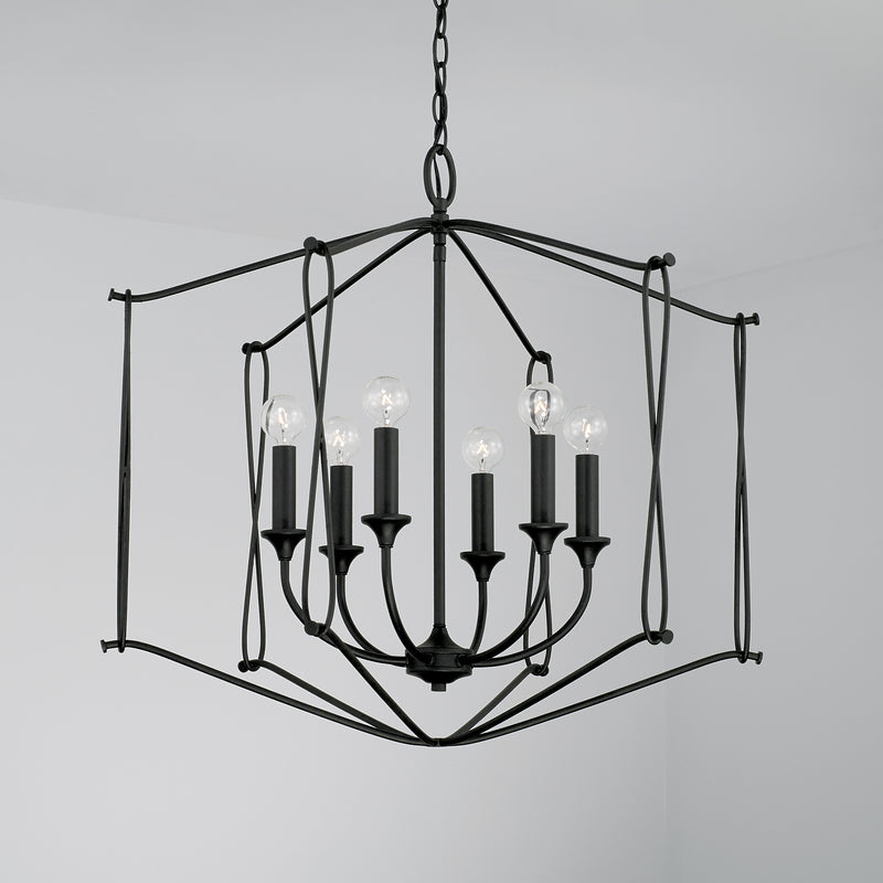 Capital Lighting 541661BI Bentley Six Light Foyer Pendant, Black Iron Alternate Image 2.jpg