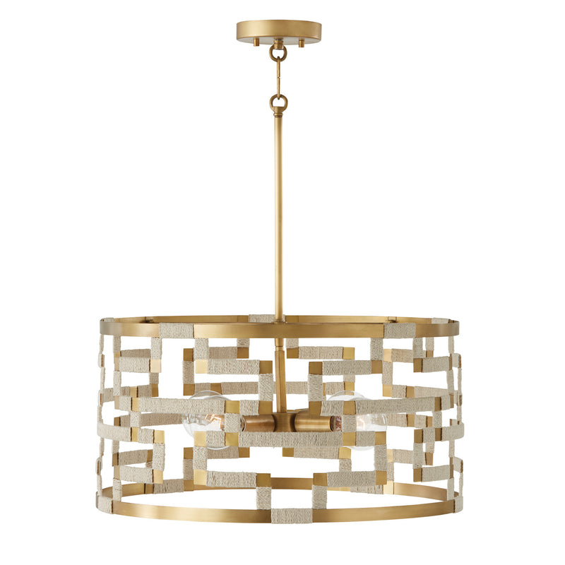 Capital Lighting 341041NL Hala Four Light Pendant, Bleached Natural Jute and Patinaed Brass Alternate Image.jpg