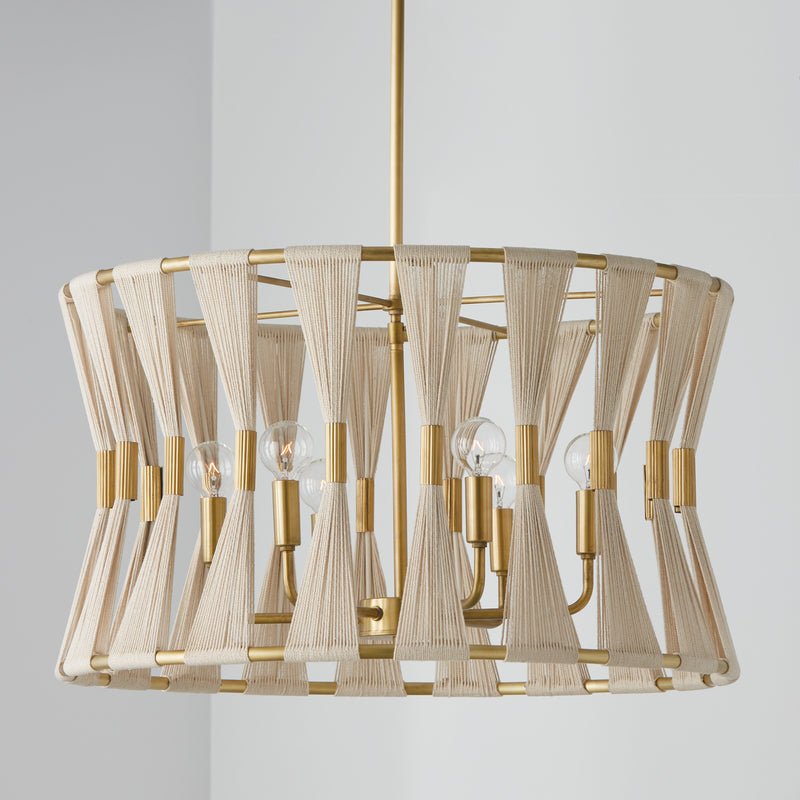 Capital Lighting 341161NP Bianca Six Light Pendant, Bleached Natural Rope and Patinaed Brass Alternate Image 2.jpg