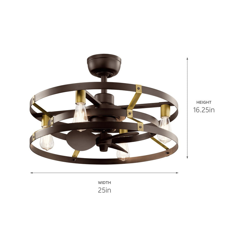 Kichler 300040SNB 25"Ceiling Fan, Satin Natural Bronze (6)