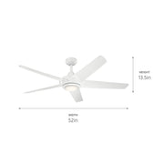 Kichler 330089WH 52"Ceiling Fan, White (5)