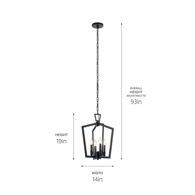 Kichler 43498BK Four Light Pendant, Black (4)
