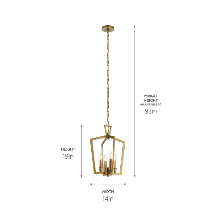 Kichler 43498NBR Four Light Pendant, Natural Brass (4)