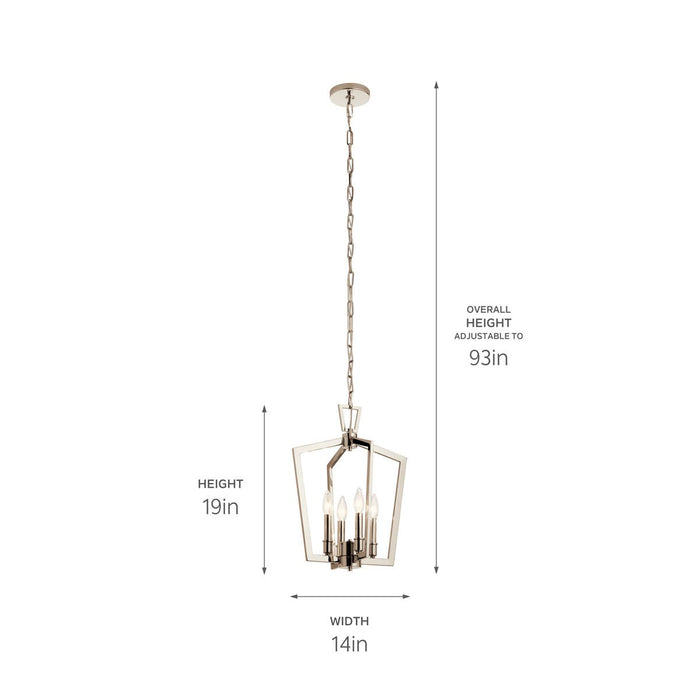 Kichler 43498PN Four Light Pendant, Polished Nickel (4)