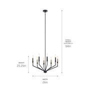 Kichler 52349BK Eight Light Chandelier, Black (4)