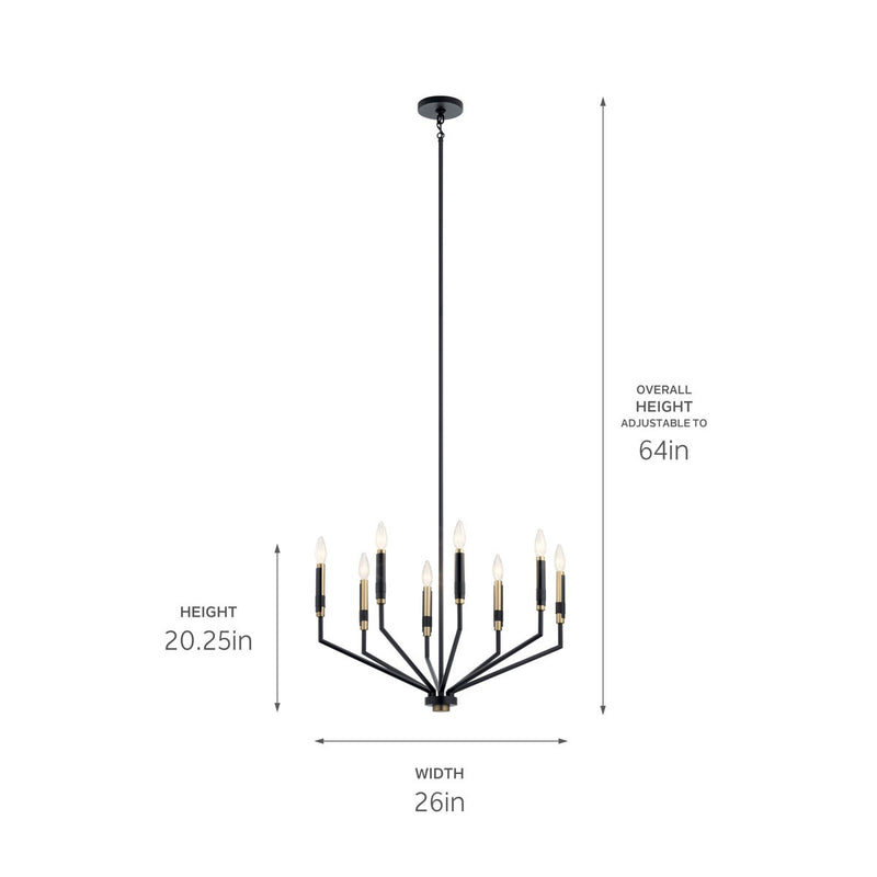 Kichler 52349BK Eight Light Chandelier, Black (4)