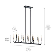 Kichler 52350BK 12 Light Linear Chandelier, Black (5)