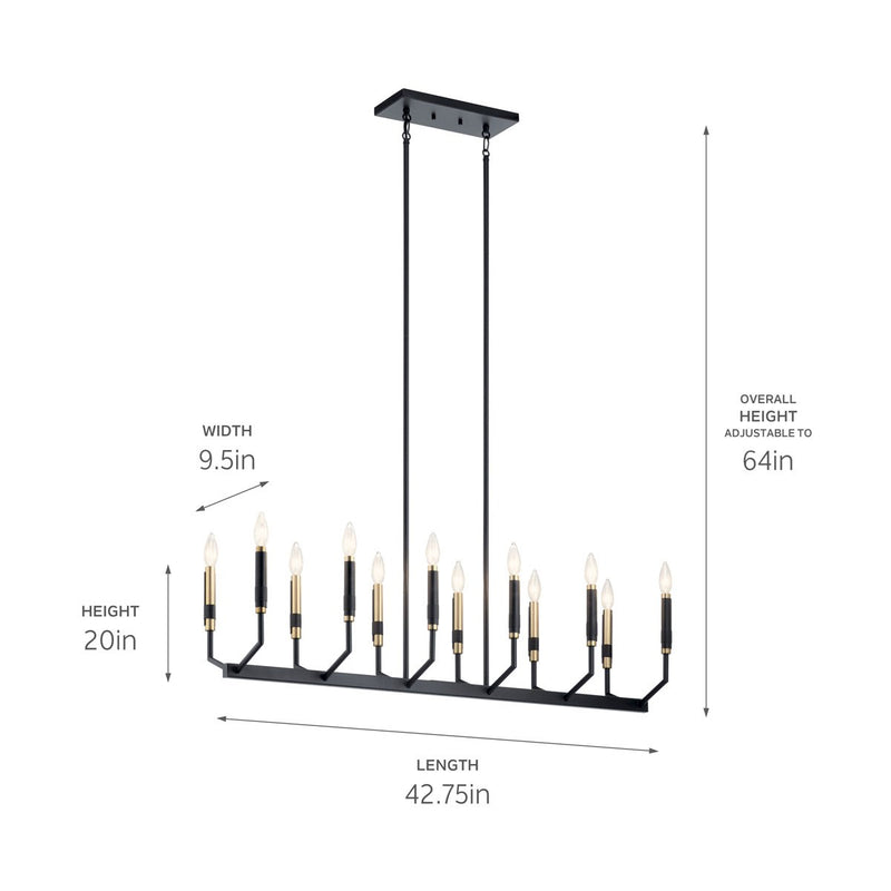Kichler 52350BK 12 Light Linear Chandelier, Black (5)