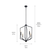 Kichler 52351BK Four Light Foyer Pendant, Black (4)