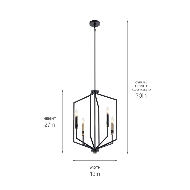 Kichler 52351BK Four Light Foyer Pendant, Black (4)