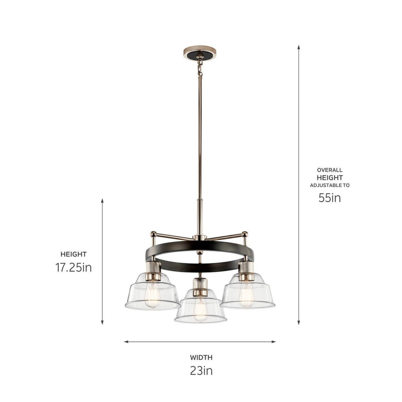 Kichler 52402PN Three Light Chandelier, Polished Nickel (3)