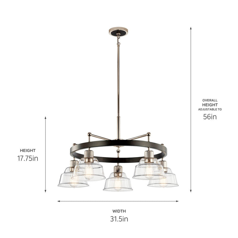 Kichler 52403PN Five Light Chandelier, Polished Nickel (4)