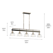 Kichler 52404PN Five Light Linear Chandelier, Polished Nickel (4)