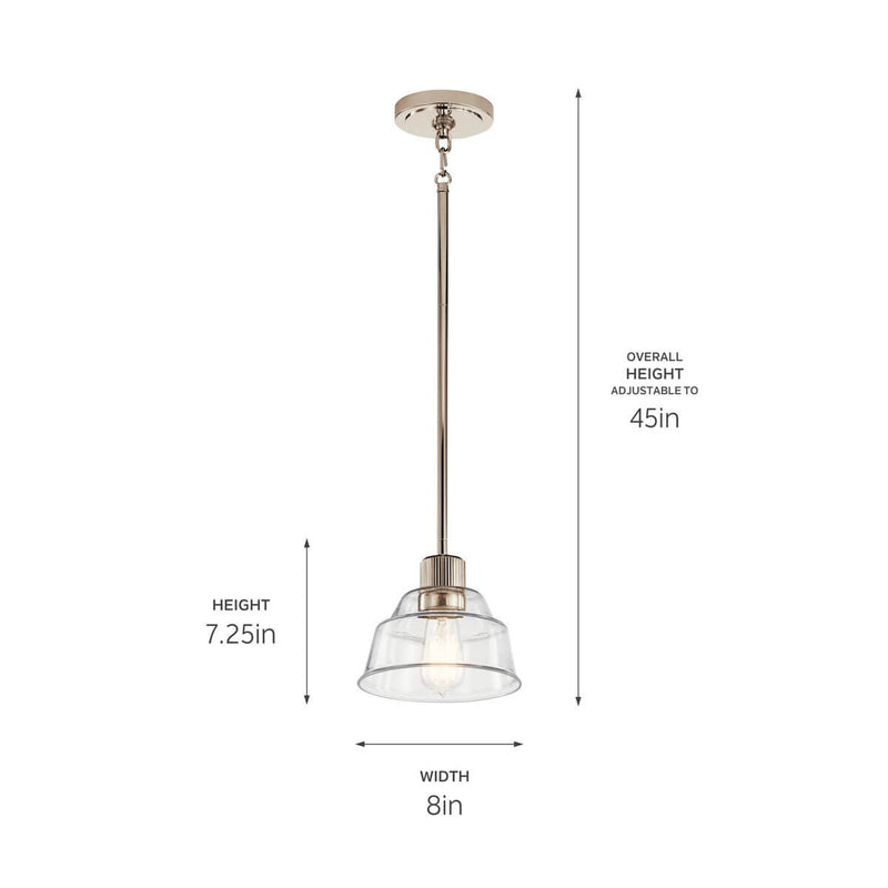Kichler 52405PN One Light Mini Pendant, Polished Nickel (3)