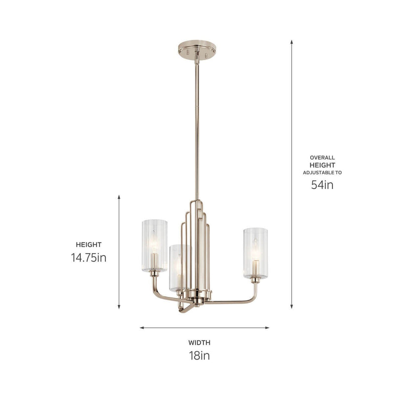 Kichler 52410PN Three Light Chandelier, Polished Nickel (3)