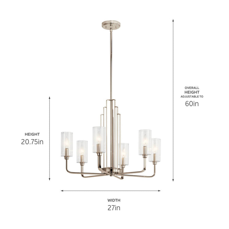 Kichler 52411PN Six Light Chandelier, Polished Nickel (3)