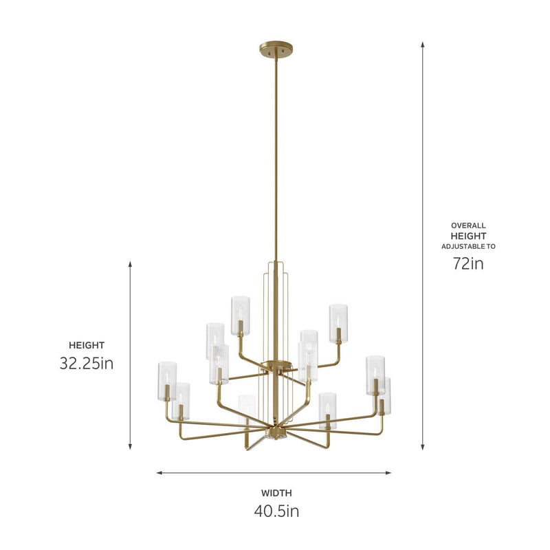 Kichler 52412BNB 12 Light Chandelier, Brushed Natural Brass (4)