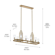 Kichler 52413BNB Ten Light Linear Chandelier, Brushed Natural Brass (4)
