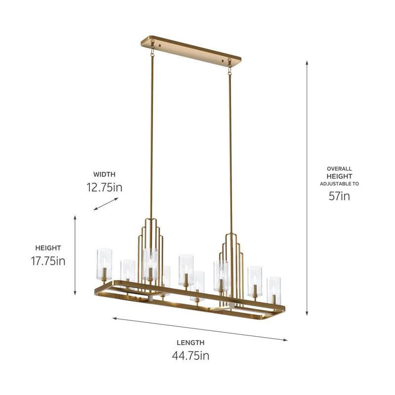 Kichler 52413BNB Ten Light Linear Chandelier, Brushed Natural Brass (4)