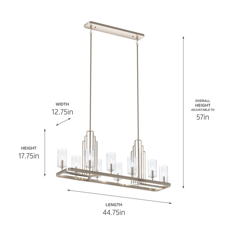 Kichler 52413PN Ten Light Linear Chandelier, Polished Nickel (4)