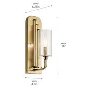 Kichler 52415BNB One Light Wall Sconce, Brushed Natural Brass (5)
