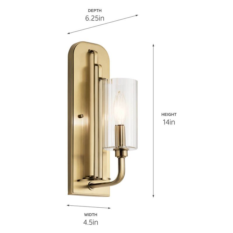 Kichler 52415BNB One Light Wall Sconce, Brushed Natural Brass (5)