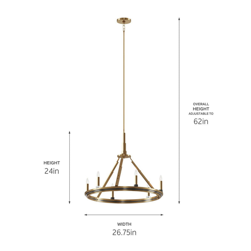 Kichler 52420BNB Six Light Chandelier, Brushed Natural Brass (3)