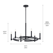 Kichler 52427BK Six Light Chandelier, Black (3)
