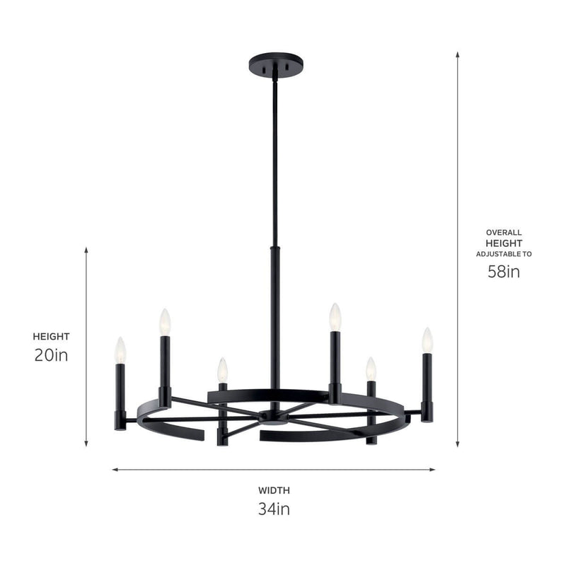 Kichler 52427BK Six Light Chandelier, Black (3)