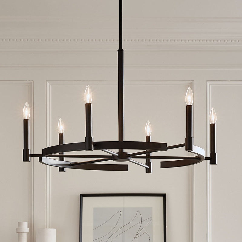Kichler 52427BK Six Light Chandelier, Black (4)