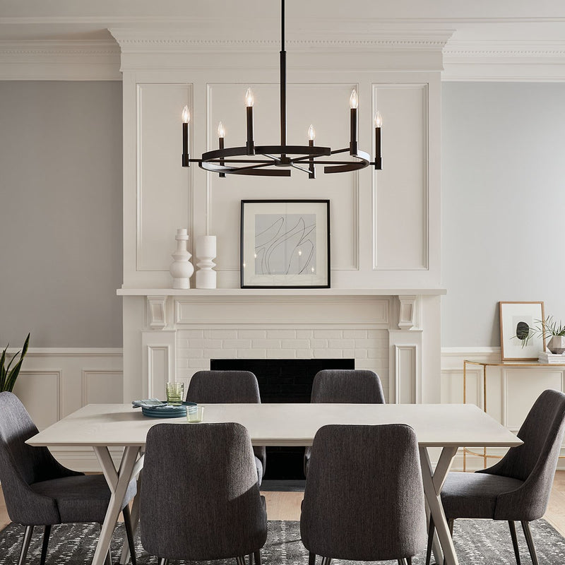 Kichler 52427BK Six Light Chandelier, Black (6)