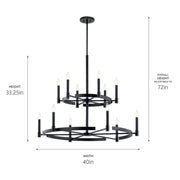 Kichler 52428BK 12 Light Chandelier, Black (3)