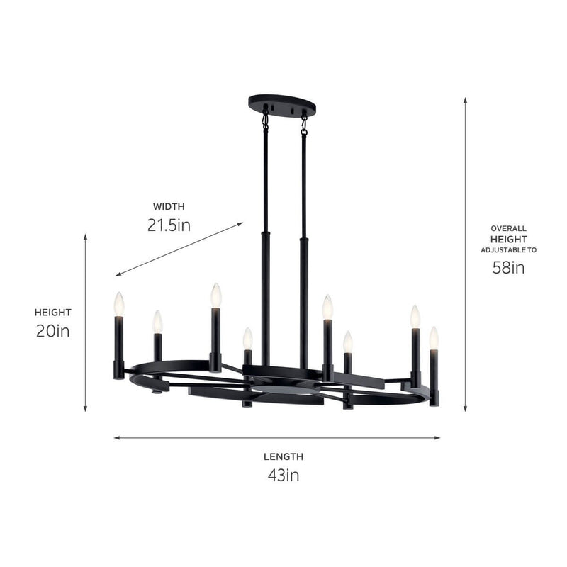 Kichler 52429BK Eight Light Chandelier, Black (3)