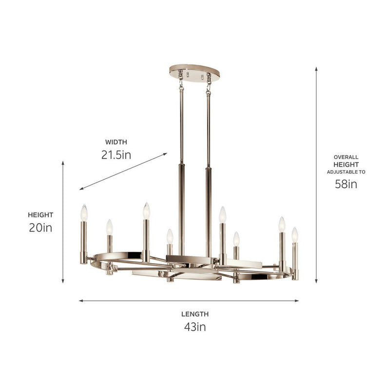 Kichler 52429PN Eight Light Chandelier, Polished Nickel (3)