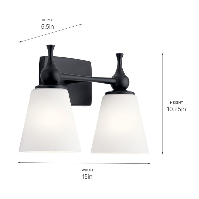 Kichler 55091BK Two Light Bath, Black (4)