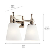 Kichler 55091PN Two Light Bath, Polished Nickel (4)