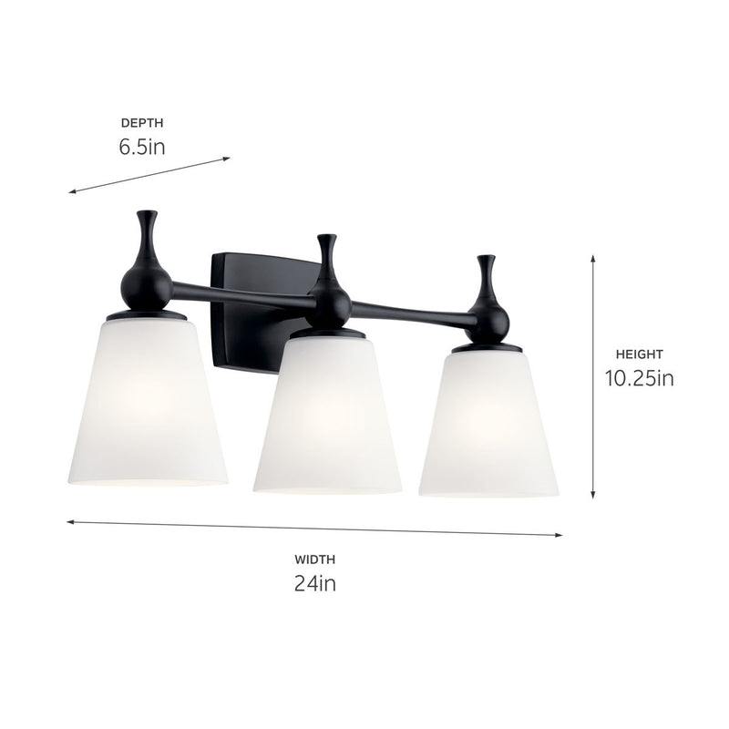 Kichler 55092BK Three Light Bath, Black (4)
