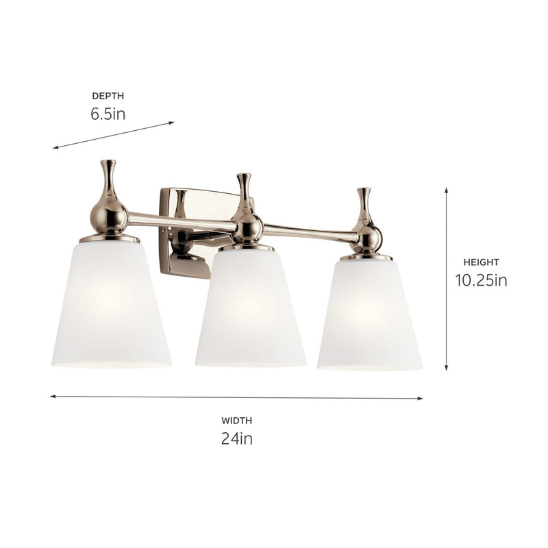 Kichler 55092PN Three Light Bath, Polished Nickel (4)