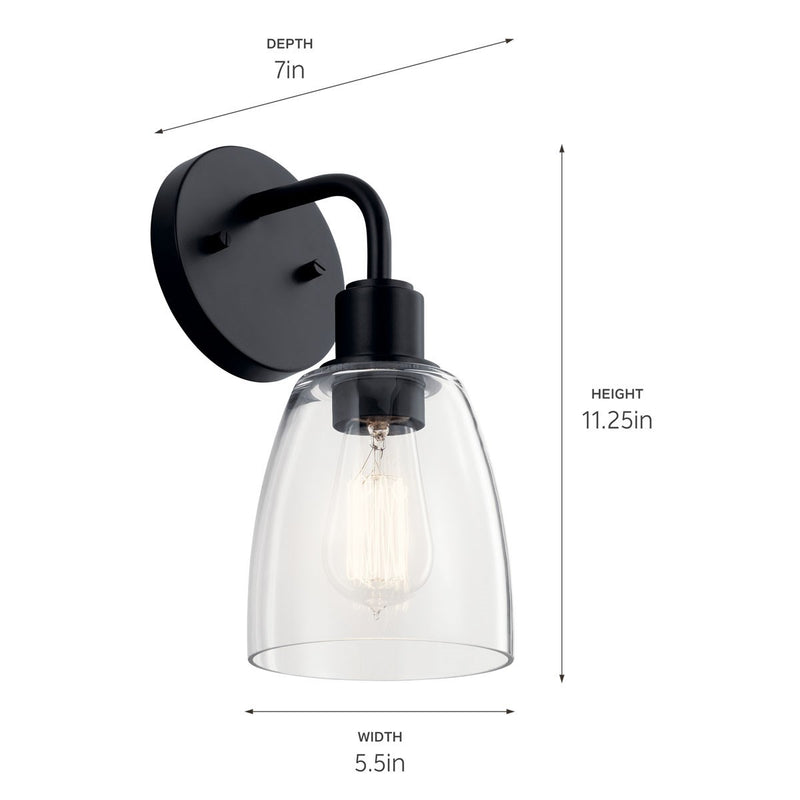 Kichler 55100BK One Light Wall Sconce, Black (4)