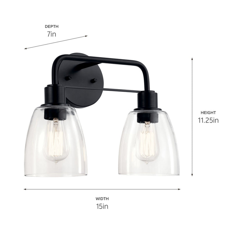 Kichler 55101BK Two Light Bath, Black (5)