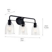 Kichler 55102BK Three Light Bath, Black (5)