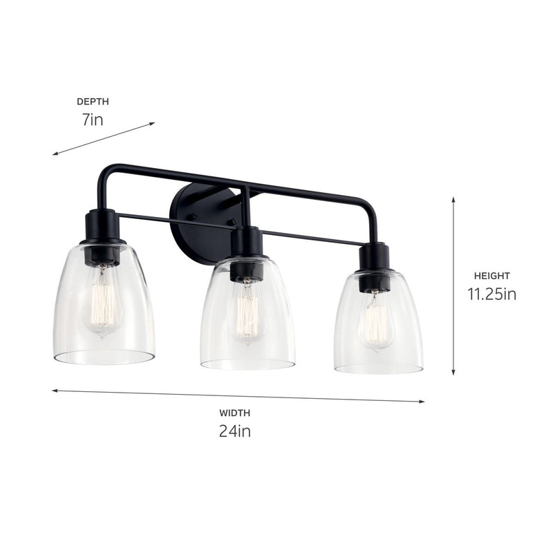 Kichler 55102BK Three Light Bath, Black (5)