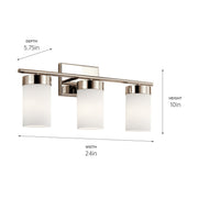 Kichler 55112PN Three Light Bath, Polished Nickel (4)